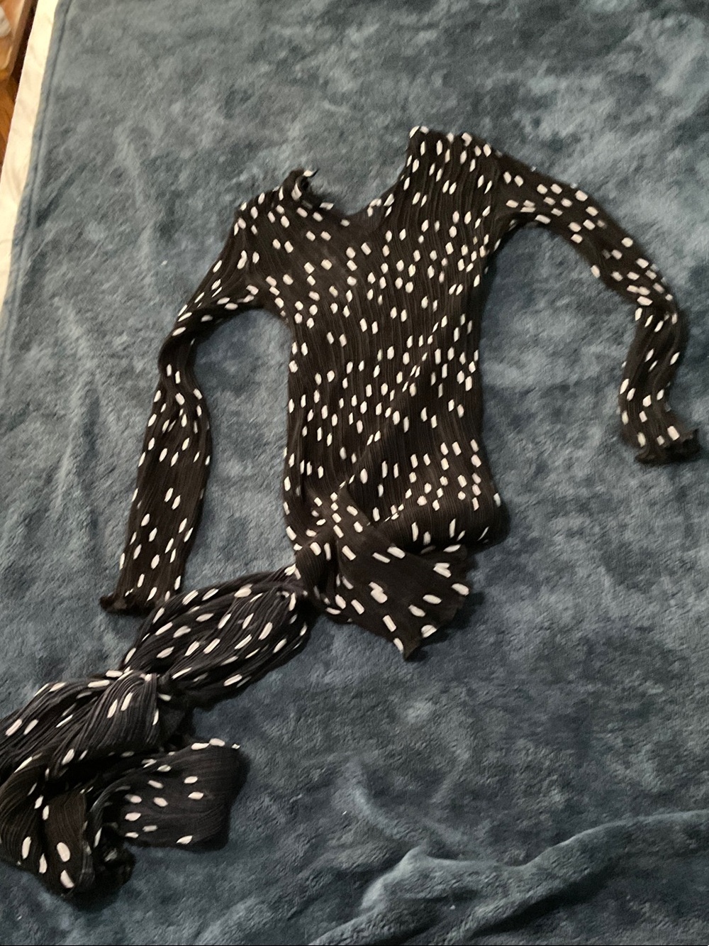 Lioness Black Long Sleeve Polka Dot Midi Dress